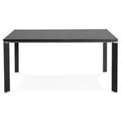 Table réunion / bureau bench 'BIG AFER XL' noir en bois pieds métal noir et chromé - 160 x 160 cm