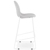 Tabouret de bar empilable design 'VERK' en tissu gris clair 4 pieds en métal blanc et dossier haut