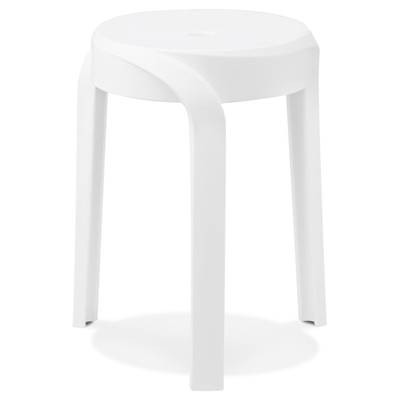 Tabouret bas design de style moderne empilable 'FIORI' en resine blanche
