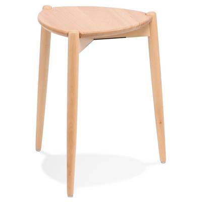 Tabouret bas design de style scandinave empilable 'DRYCK' avec assise et pieds en Frêne naturel