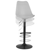 Tabouret de bar réglable design 'BAROK' pivotant gris pied et repose pieds métal noir dossier haut