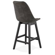 Tabouret snack mi-hauteur 'CHAIRMAN MINI BLACK EDITION' microfibre grise 4 pieds noir dossier haut