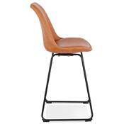 Tabouret de snack mi-hauteur GUSTO MINI' marron pieds tréteaux repose pieds métal noir dossier haut