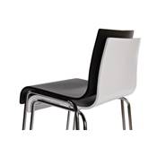 Tabouret de bar design 'Kadra' en bois blanc avec 4 pieds en métal chromé et dossier haut