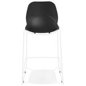 Tabouret de snack mi-hauteur empilable 'GREAT MINI' noir pieds tréteaux en métal blanc dossier haut