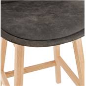Tabouret de snack mi-hauteur scandinave 'CHAIRMAN MINI' microfibre grise 4 pieds bois dossier haut