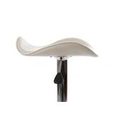 Tabouret de bar réglable design 'Torro' pivotant blanc pied central et repose pieds en métal chromé