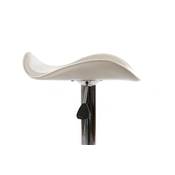 Tabouret de bar réglable design 'Torro' pivotant crème pied central et repose pieds en métal chromé