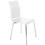 Chaise design 'Léa' en bois blanc avec 4 pieds chromé