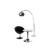 Fauteuil design boule SPHERE pivotant Noir pied chromé