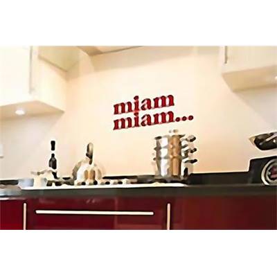 Sticker mural cuisine 'Miam miam' bordeaux