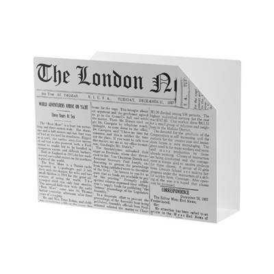 Porte-revues Londres 'London News' en métal blanc