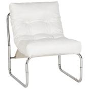 Fauteuil lounge 'Capiton' blanc pieds en métal chromé