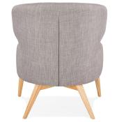 Fauteuil lounge design à accoudoirs 'COBBE' en tissu gris pieds en bois naturel