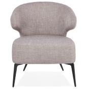Fauteuil lounge design à accoudoirs 'STEEL COBBE' en tissu gris pieds en métal noir