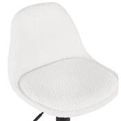 Tabouret bar réglable 'LUSSO' pivotant tissu bouclé blanc pied repose pieds métal noir dossier haut