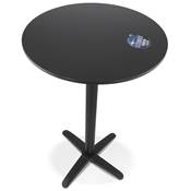 Table de bar haute pliable ronde 'BARRA' en bois noir avec pied central en métal noir – Ø 68 cm