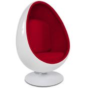 Fauteuil ‘Oeuf’ pivotant rouge et blanc