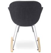 Chaise à bascule design scandinave à accoudoirs 'Gungstöl' tissu gris foncé pieds bois métal chromé