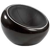 Fauteuil design lounge rond 'Boule' pivotant noir pieds en mtal chrom