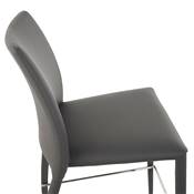 Tabouret de bar design carré 'Duchesse' gris avec 4 pieds et dossier haut