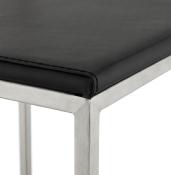 Tabouret de bar empilable design carré 'Iron' noir avec pieds en métal brossé et dossier bas