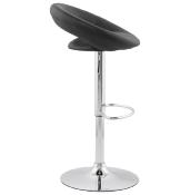 Tabouret de bar réglable design 'Kendo' pivotant noir pied et repose pieds métal chromé dossier bas