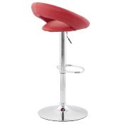 Tabouret de bar réglable design 'Kendo' pivotant rouge pied et repose pieds métal chromé dossier bas