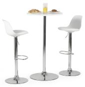 Tabouret de bar réglable design 'Sohoye' pivotant blanc pied et repose pieds chromé dossier haut