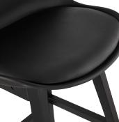 Tabouret de bar design scandinave 'Chairman Black Edition' noir avec 4 pieds en bois noir dossier haut