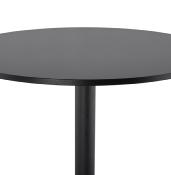 Table de bar haute design ronde 'Upside' mange debout en bois noir avec pied central en métal noir