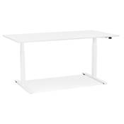 Bureau design assis-debout électrique 'SMALL SEMPLICE' bois blanc pieds métal blanc - 140 x 70 cm