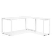 Bureau d'angle design 'MEET L' plateau en bois blanc avec pieds en métal blanc - 160 cm