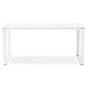 Bureau de direction 'GLASSTOP' plateau en verre blanc pieds métal blanc et chromé – 160 x 80 cm