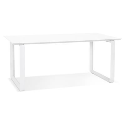 Bureau droit design 'SMART' plateau blanc en bois avec pieds en métal blanc - 180 x 90 cm
