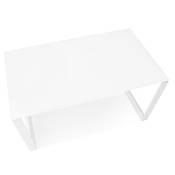 Petit bureau droit design 'GLASS MEET MINI' en verre blanc pieds en métal blanc - 120 x 60 cm