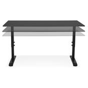 Bureau droit réglable en hauteur design 'MODULARE MINI' noir en bois pieds métal noir - 140 x 70 cm