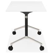 Bureau droit / table travail pliante design 'ARCHI MINI' bois blanc pieds métal noir - 140 x 70 cm