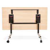 Bureau droit / table de travail pliante design 'ARCHI' bois naturel pieds métal noir - 160 x 80 cm