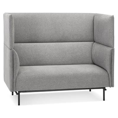 Canapé acoustique 2 places design dossier haut 'INTIME' en tissu gris clair 4 pieds en métal noir