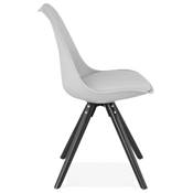 Chaise scandinave design 'Sueden Black Edition' grise avec 4 pieds en bois noir