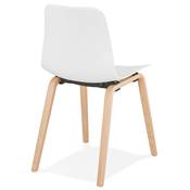 Chaise scandinave design 'Parkwood' blanche avec 4 pieds en bois naturel