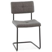 Chaise design vintage capitonnée 'Släd' en tissu gris foncé et pied en métal noir