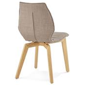 Chaise scandinave 'Kvad' en tissu gris avec 4 pieds en bois massif