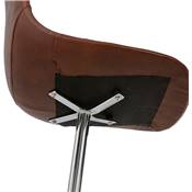 Chaise design 'Laeder' marron avec pied croisé en métal chromé