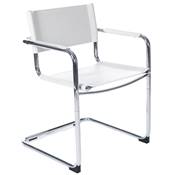 Chaise design à accoudoirs pour bureau ou salle de réunion 'STANDARD' blanche pieds en métal chromé
