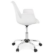 Chaise de bureau à roulettes design à accoudoirs 'KUTE' blanche pieds en métal chromé