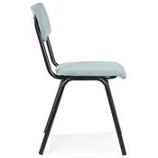 Chaise 'SKOLA' assise et dossier en tissu côtelé bleu avec 4 pieds en métal noir