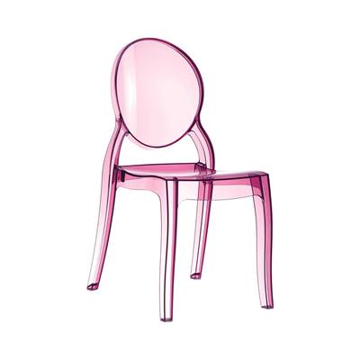 Chaise design médaillon empilable 'Chrystal' transparente rose avec 4 pieds