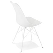 Chaise design style industriel 'GORD' blanche avec 4 pieds en métal blanc